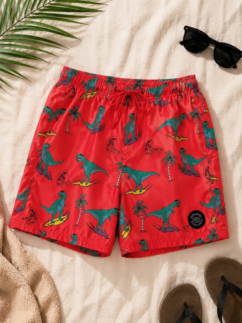 Ron Jon Dino Surf Print Swim Trunks Coral Pink Men's Size S